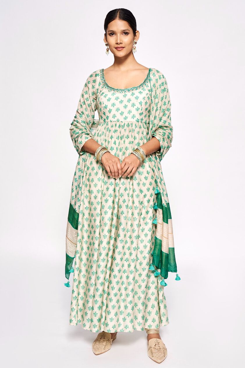 1 - Hoor Anarkali Set – Green, image 1