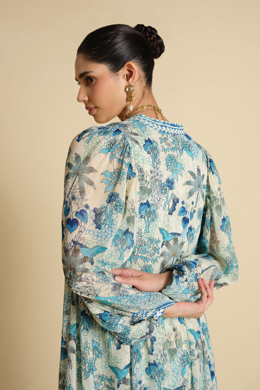 Siham Printed Kaftan - Powder Blue, Blue, image 7