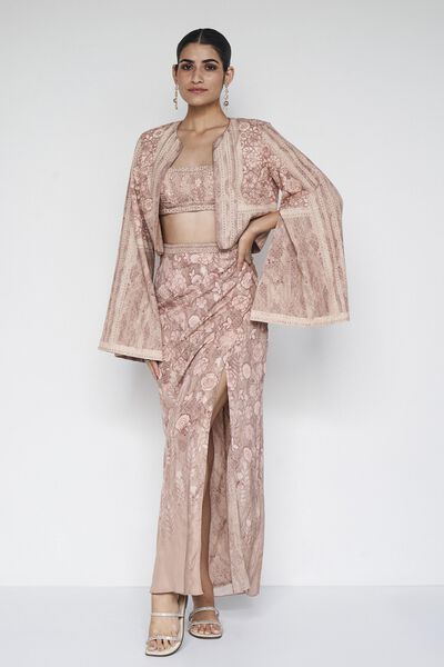 Azita Embroidered Skirt Set - Hazelnut