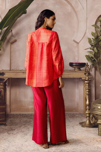 Cephas Handcrafted Shibori Silk Top - Red, Red, image 2