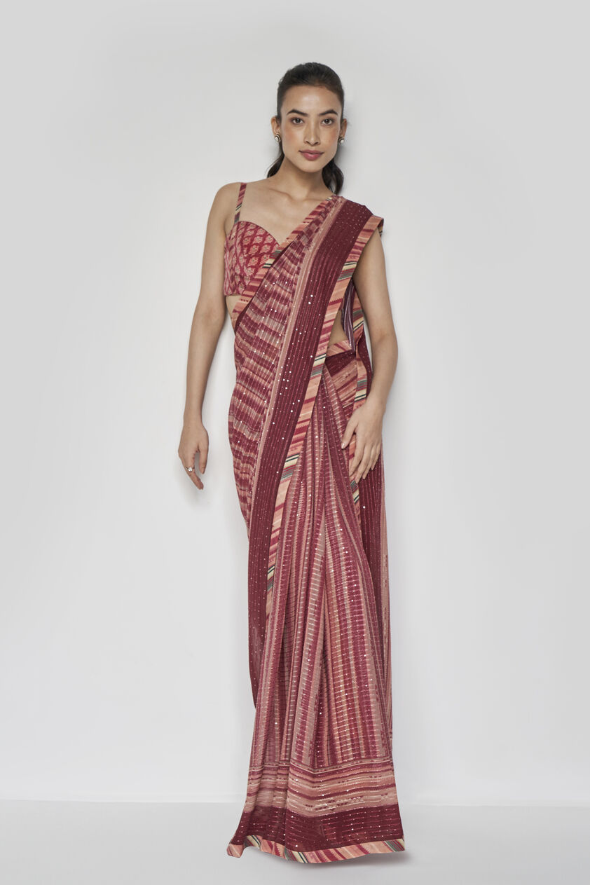 Arvika Saree - Wine, Wine, image 2