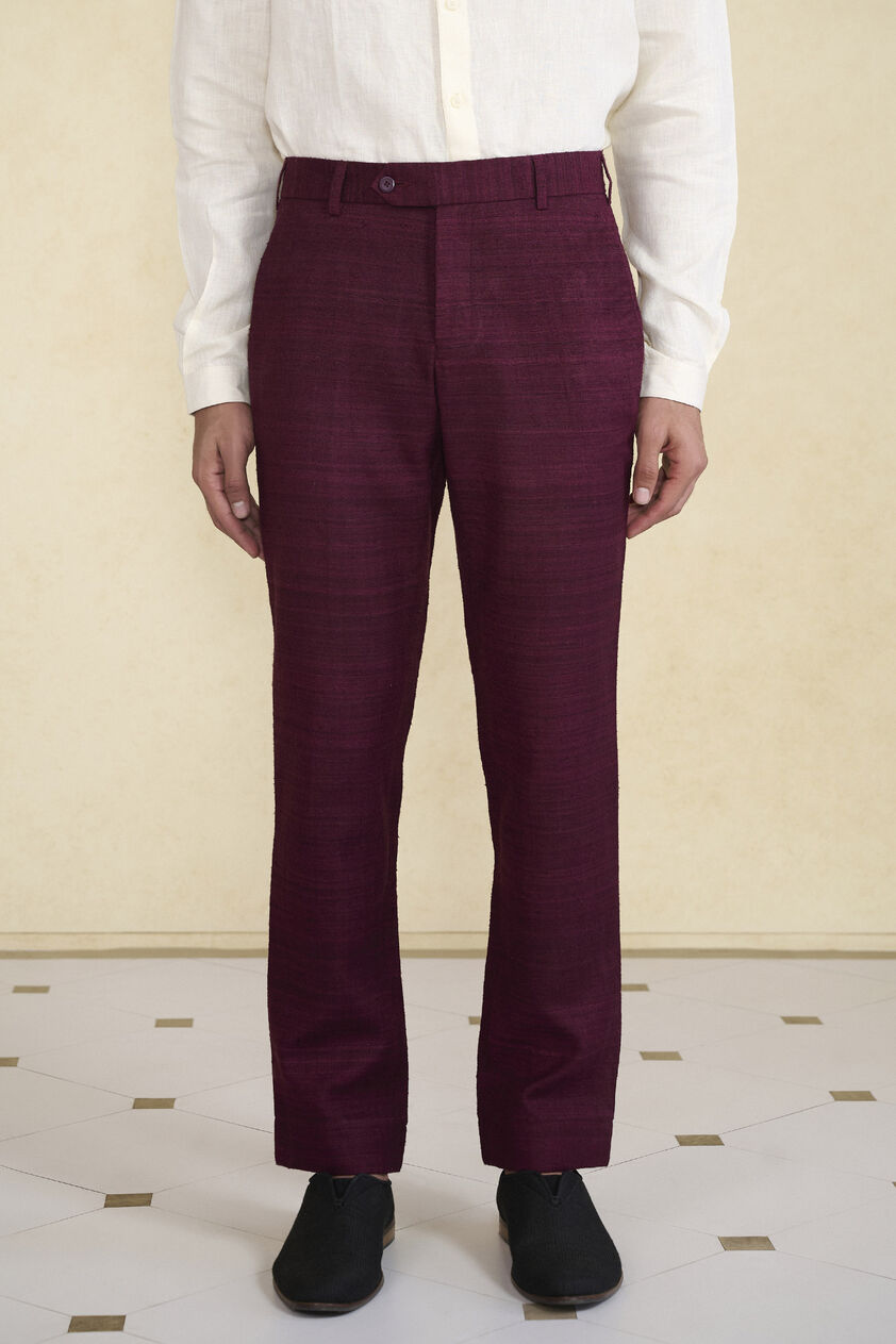 Plum Silk Trousers, Plum, image 3