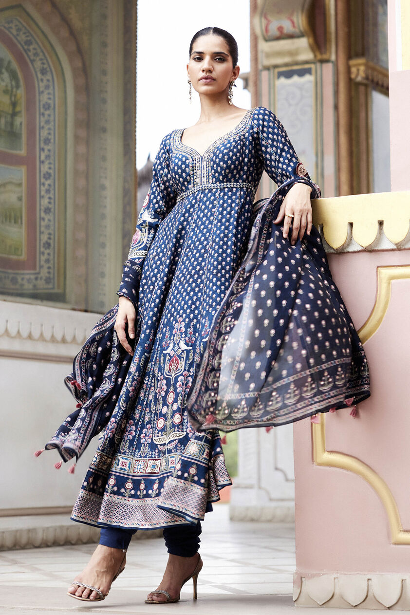 Naima Anarkali Set - Blue, Blue, image 2