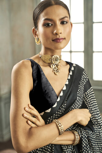 Deetya Bandhani Silk Saree, Black, image 6
