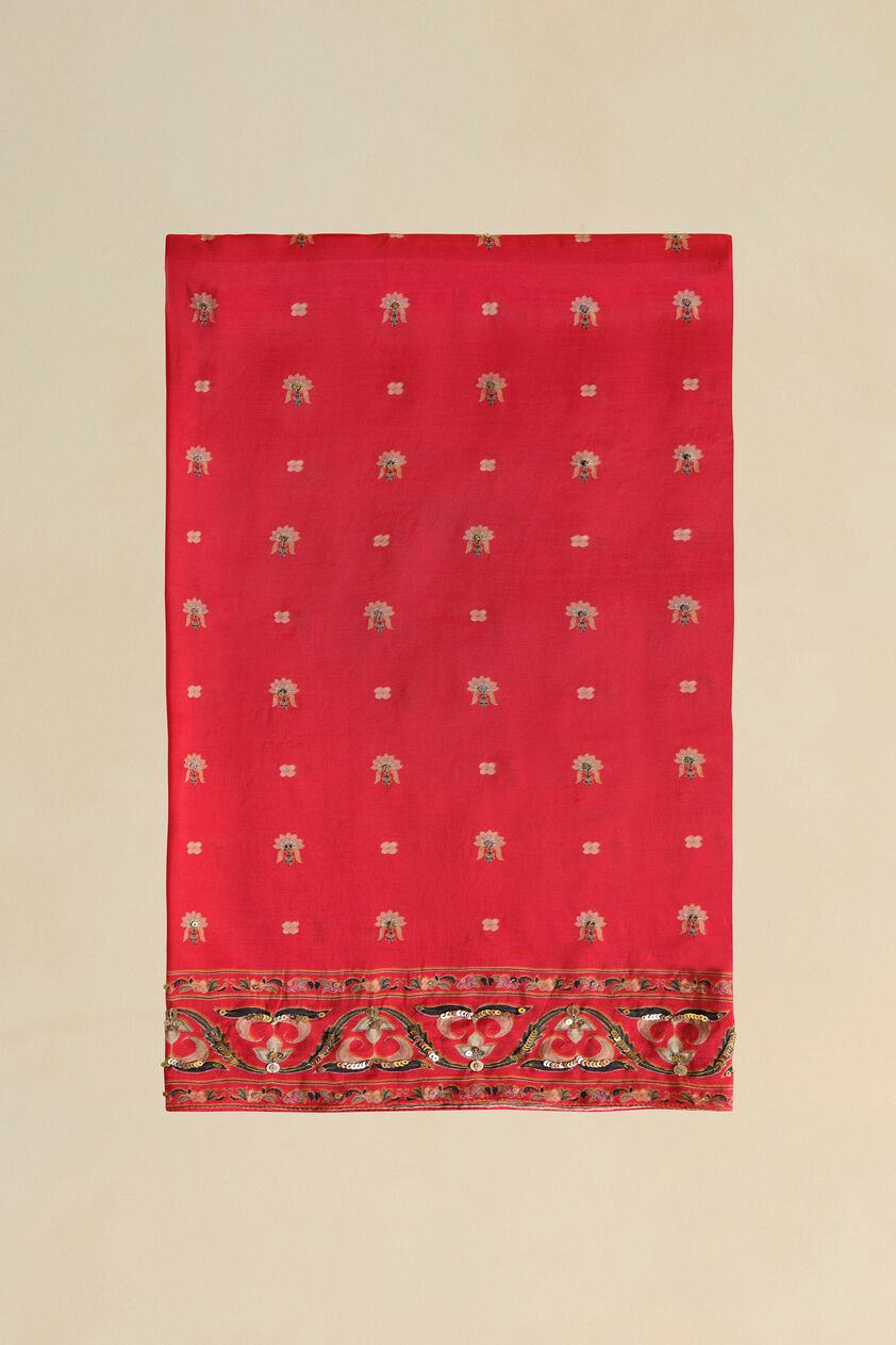 Nooraya Sequin Saree, Red, image 6