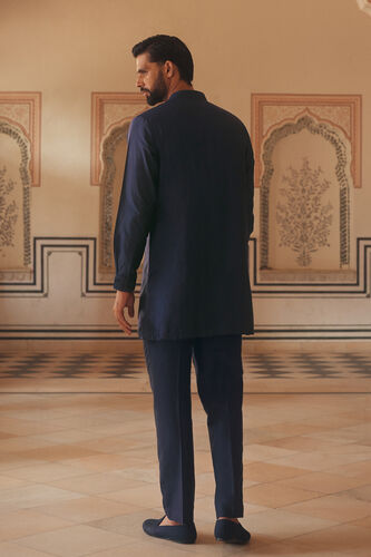 Parikshit Silk Kurta - Navy, Navy, image 2