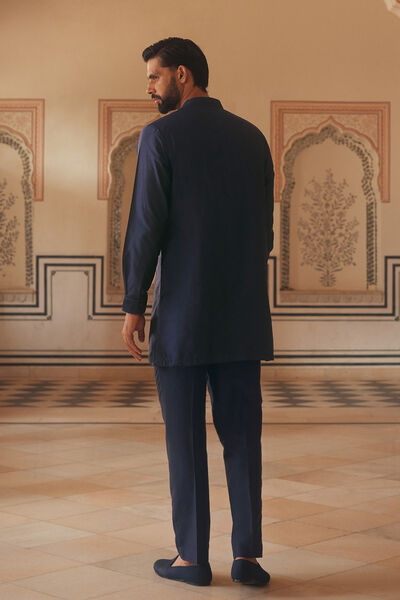 Parikshit Silk Kurta - Navy