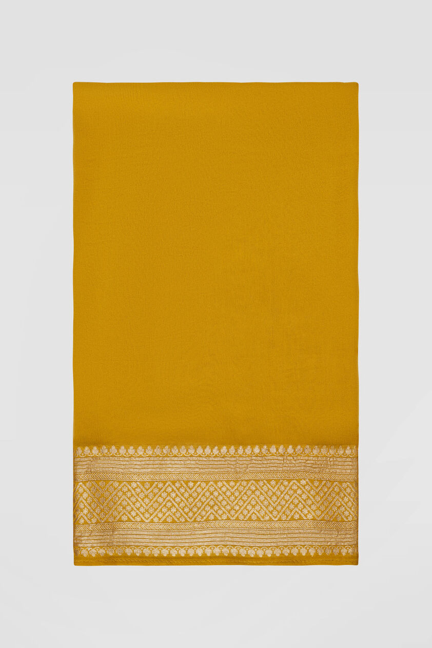 Chrisoula Benarasi Silk Gota Patti Saree - Yellow, Yellow, image 6