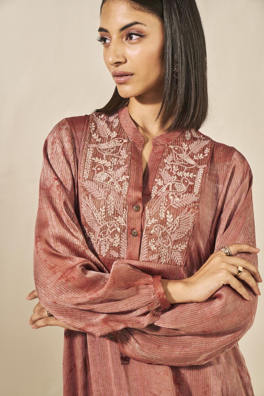 Sahla Dabu Hand-block Printed Kaftan - Pink, Pink, image 4
