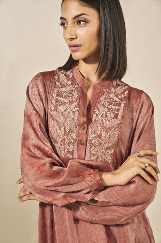 Sahla Dabu Hand-block Printed Kaftan - Pink, Pink, image 4