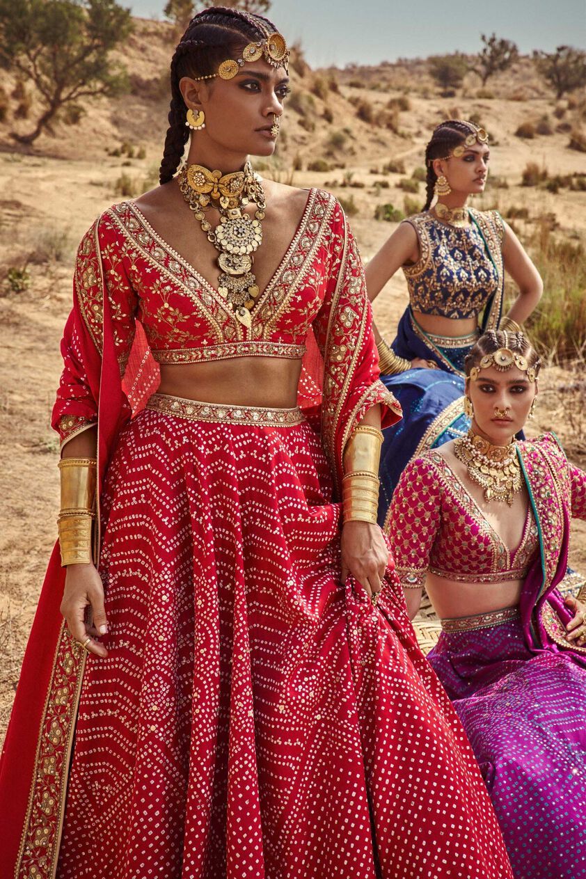 3 - Bhuvi Bandhani Lehenga Set &ndash; Red, image 3