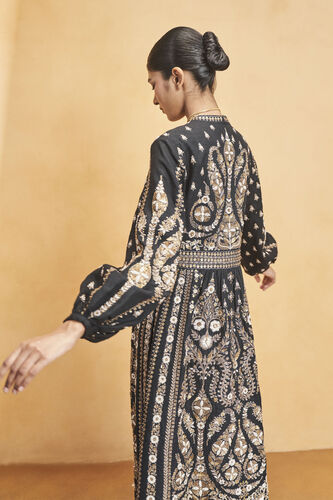 Into The Wilderness Embroidered Zardozi Silk Kurta Set - Black, Black, image 8