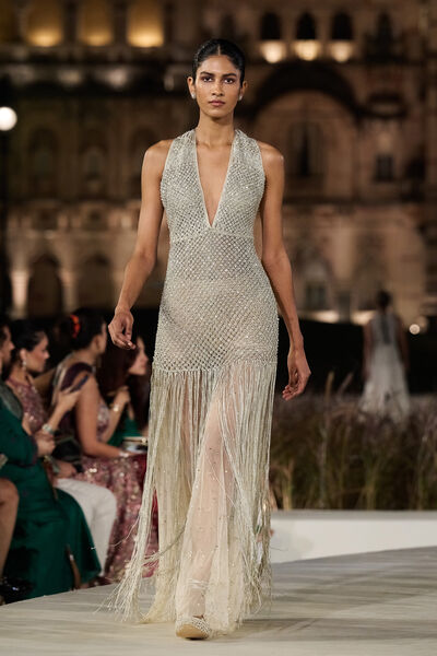 Ophrys Embroidered Macrame Gown - Gold