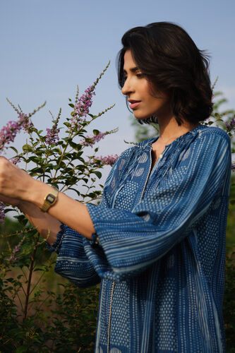 Laguna Hand-block Printed Mul Co-ord - Indigo, Indigo, image 4