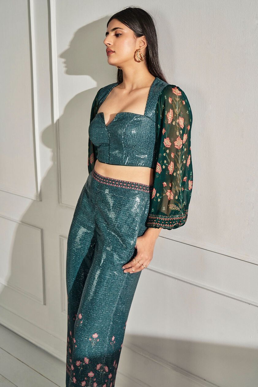 5 - Saturday Night – Green Crop Top & Trousers Set, image 5