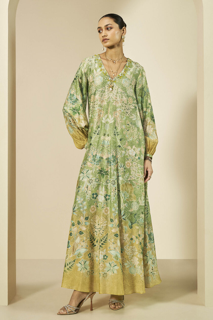 Natoya Embroidered Lyocell Kaftan - Lime, Lime, image 1