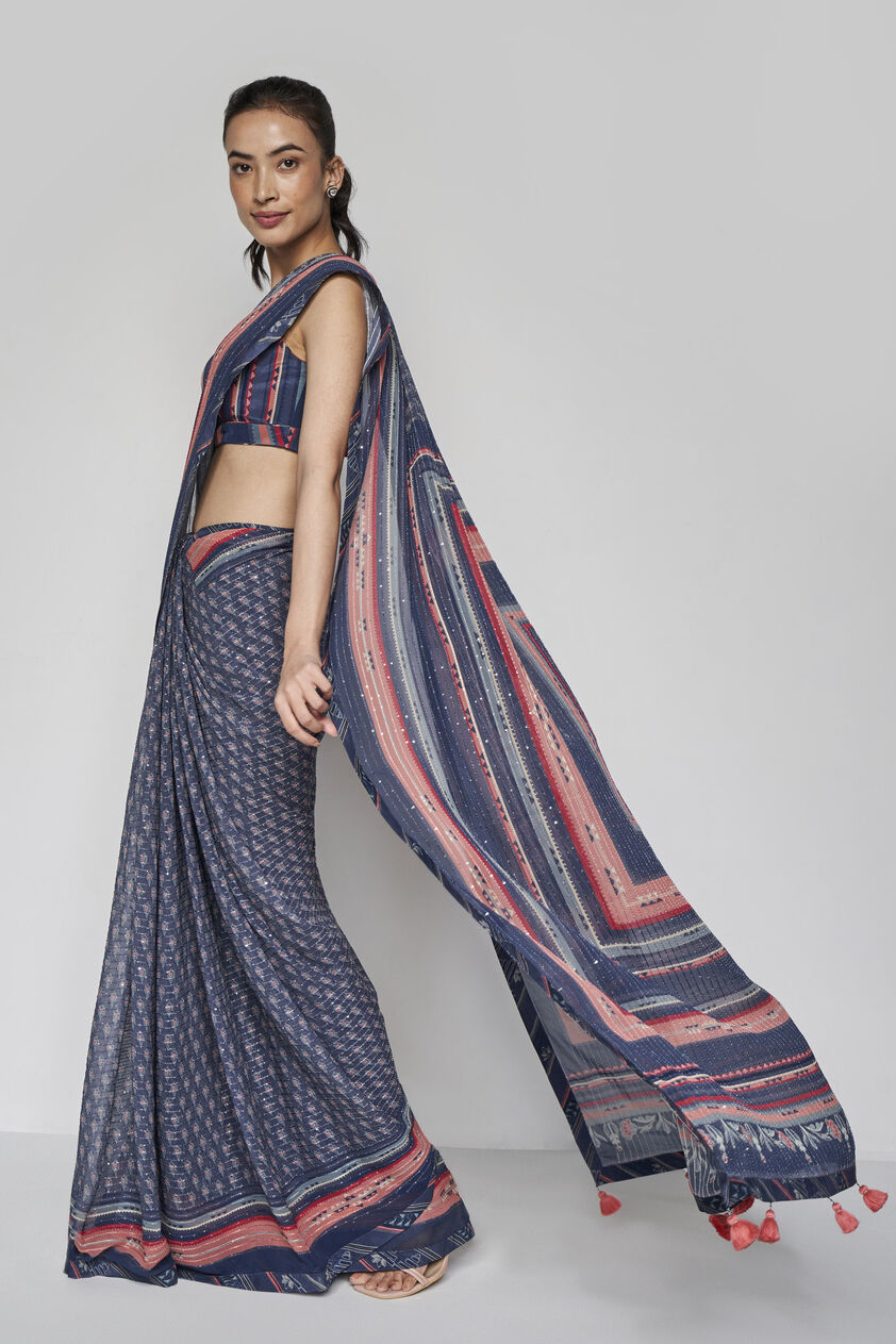 Bluesette Saree Set - Blue, Blue, image 1