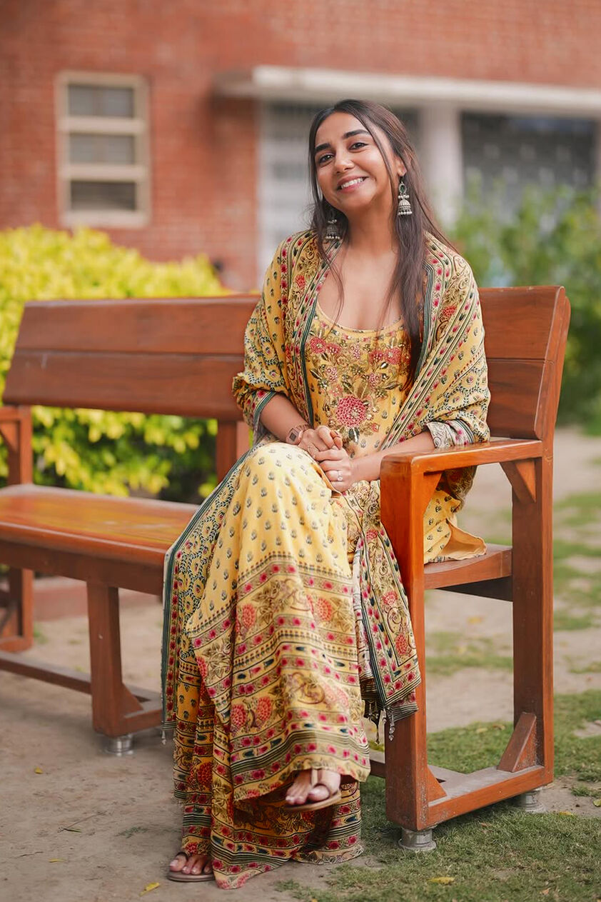 Arzoo Printed Sharara Set - Yellow, , image 1