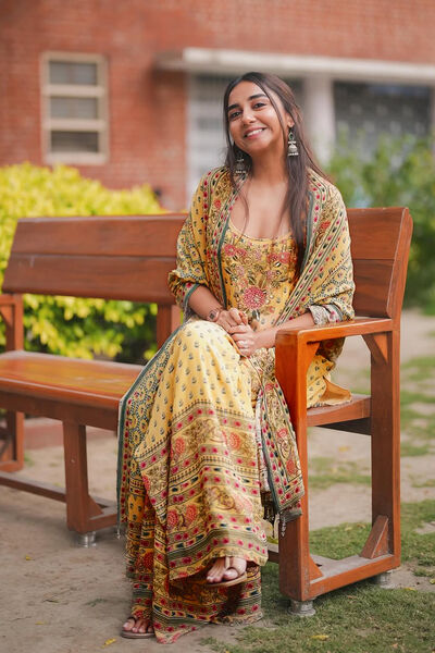 Arzoo Printed Sharara Set - Yellow