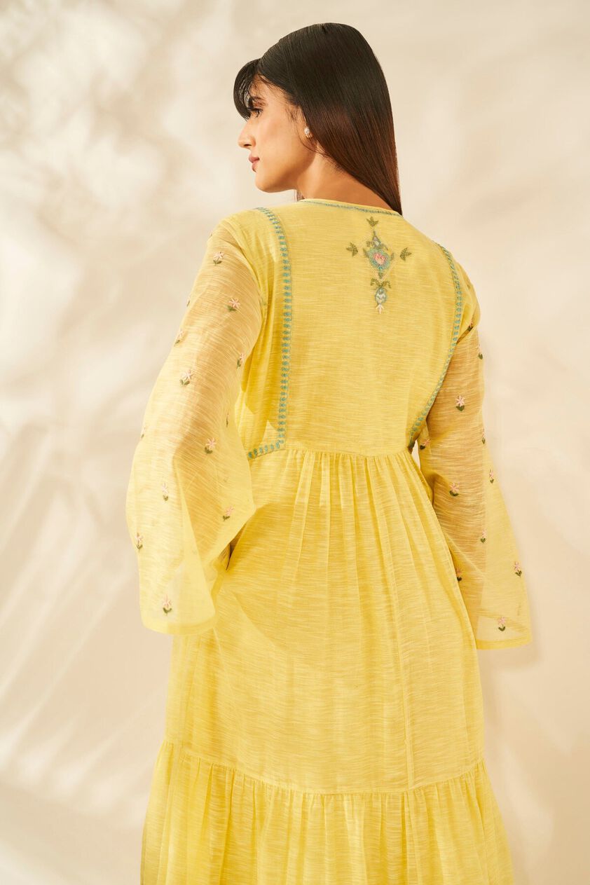 5 - Hand-Embroidered Summer Dress​​-Yellow, image 5