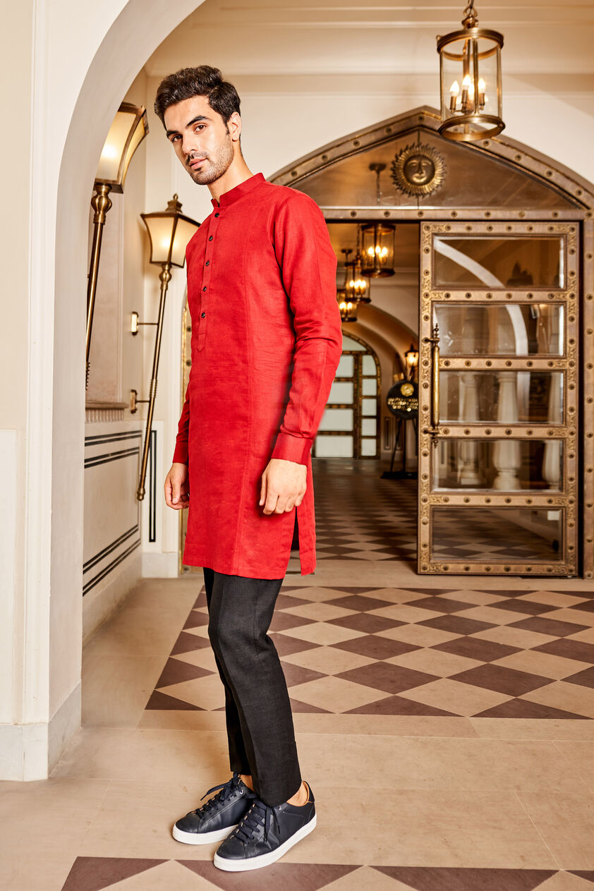 Hridaan Kurta - Maroon, Maroon, image 2