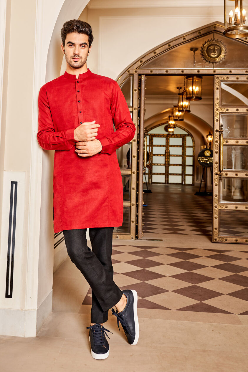 Hridaan Kurta - Maroon, Maroon, image 1