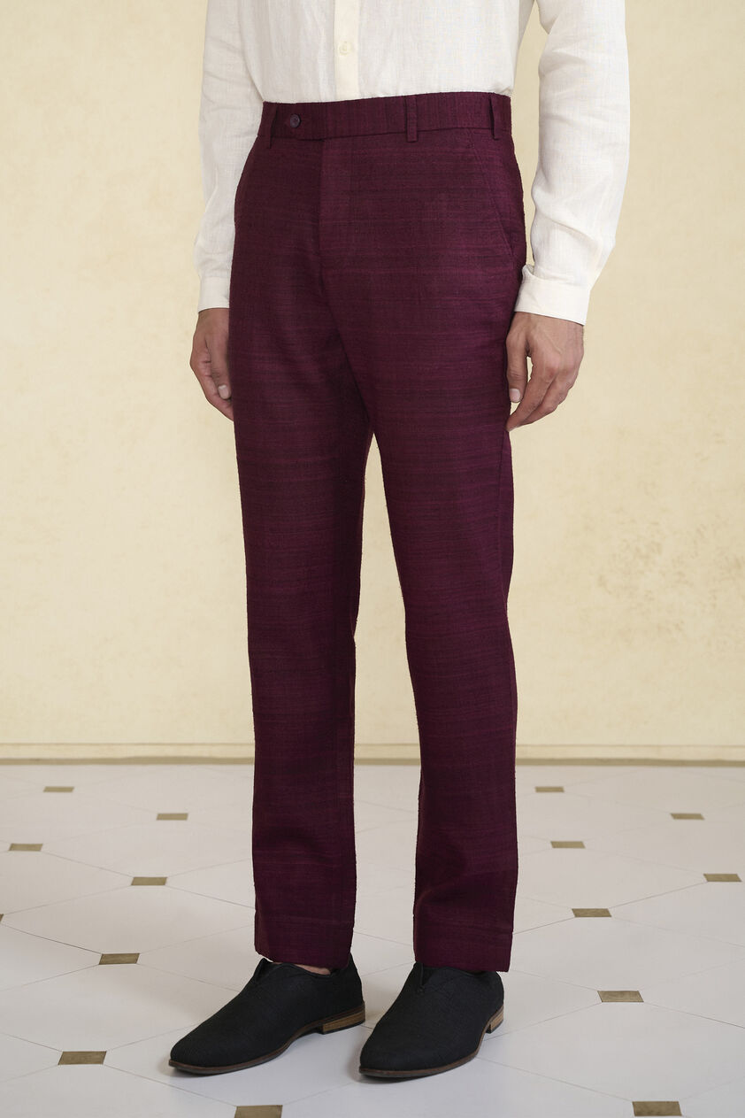 Plum Silk Trousers, Plum, image 5