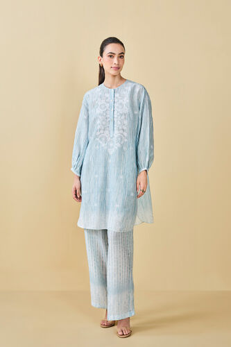 From The Mountain Hand-embroidered Chikankari Co-ord - Indigo, Indigo, image 1