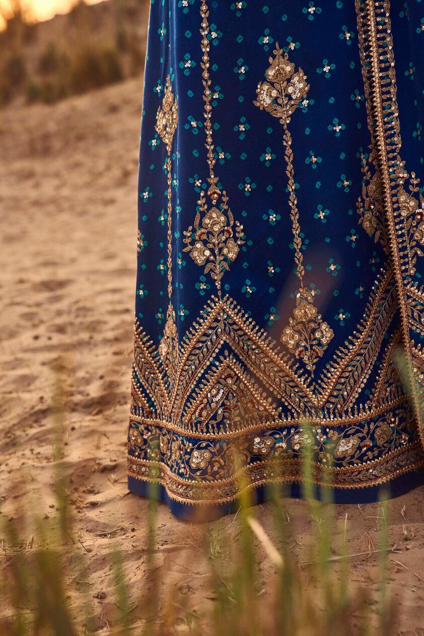 3 - Agrata Bandhani Jacket Set – Navy, image 3