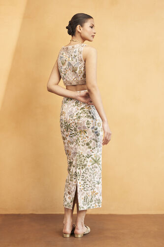Into The Tropics Hand-painted Pichhwai Silk Skirt Set - Cream, Cream, image 2