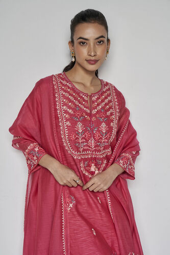 Dhara SEWA Hand-embroidered Mul Suit Set - Raspberry, Raspberry, image 4