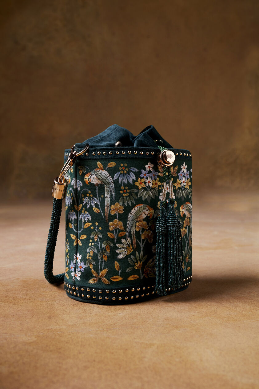 Pichhwai Bucket Bag - Starling Green, Green, image 1