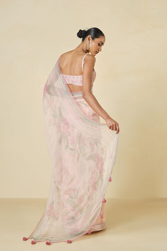 Maritza Printed Chiffon Saree - Blush, Blush, image 2