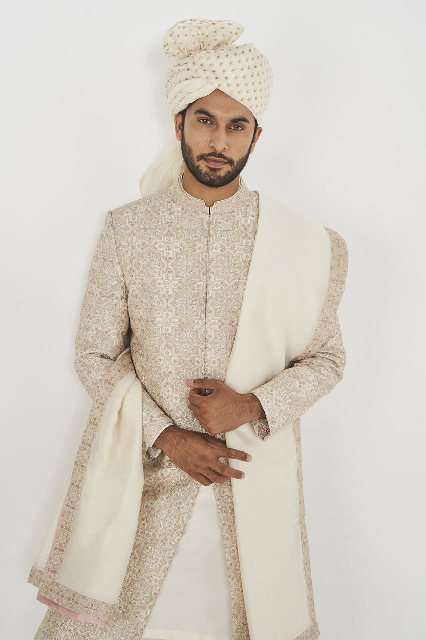 Dheer Sherwani - Off White, Cream, image 8