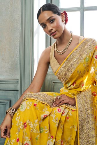 Panavi Saree Set- Yellow, Yellow, image 5