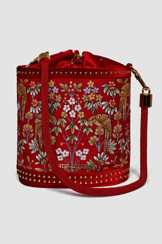 Pichhwai Bucket Bag - Scarlet Red, Red, image 2