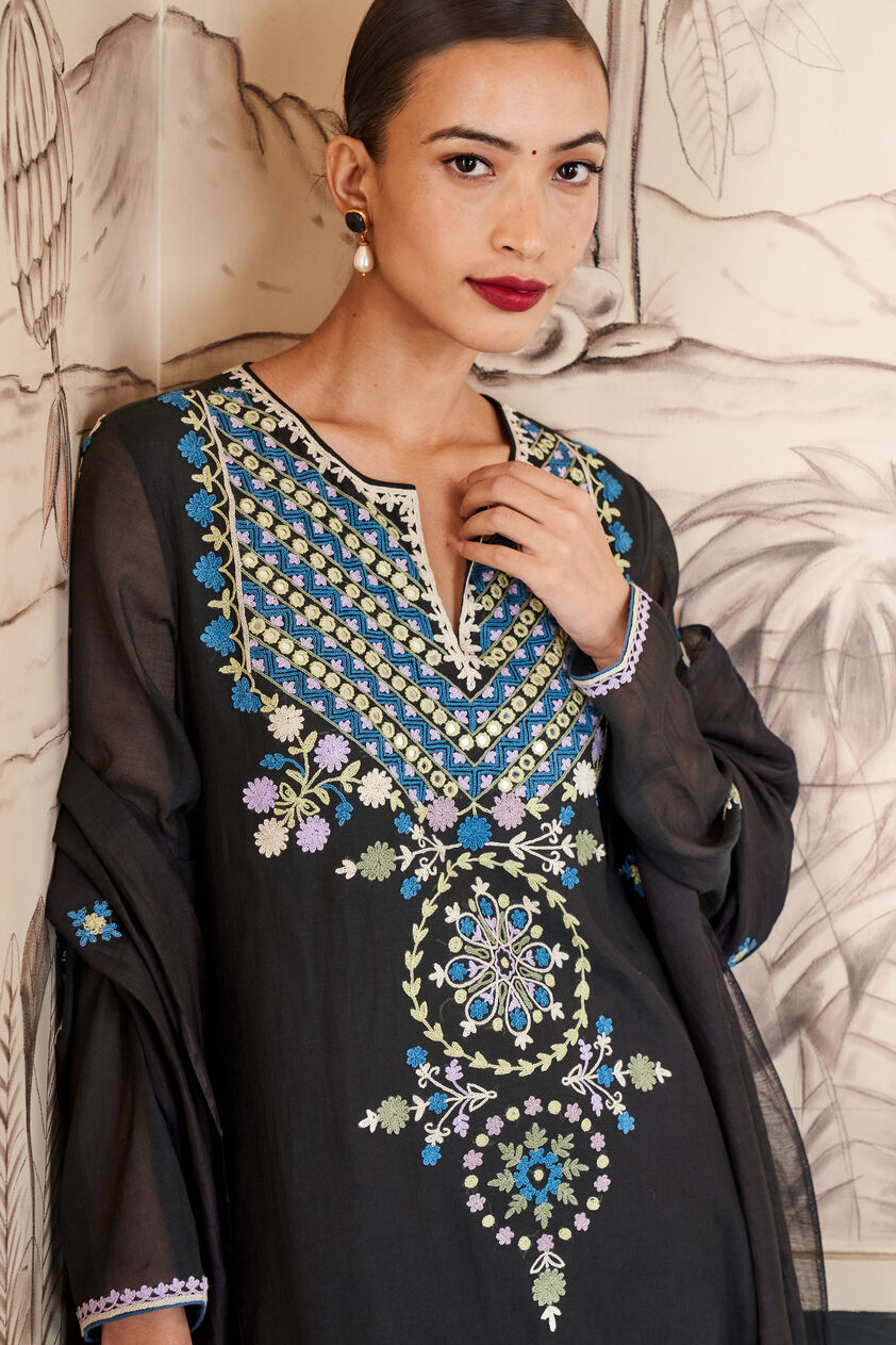 Faramir SEWA Hand-embroidered Suit Set - Black, Black, image 5