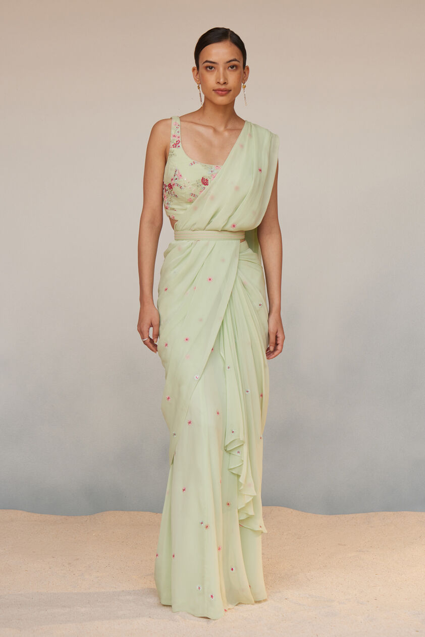 Asterope Saree - Pista, Pista, image 1