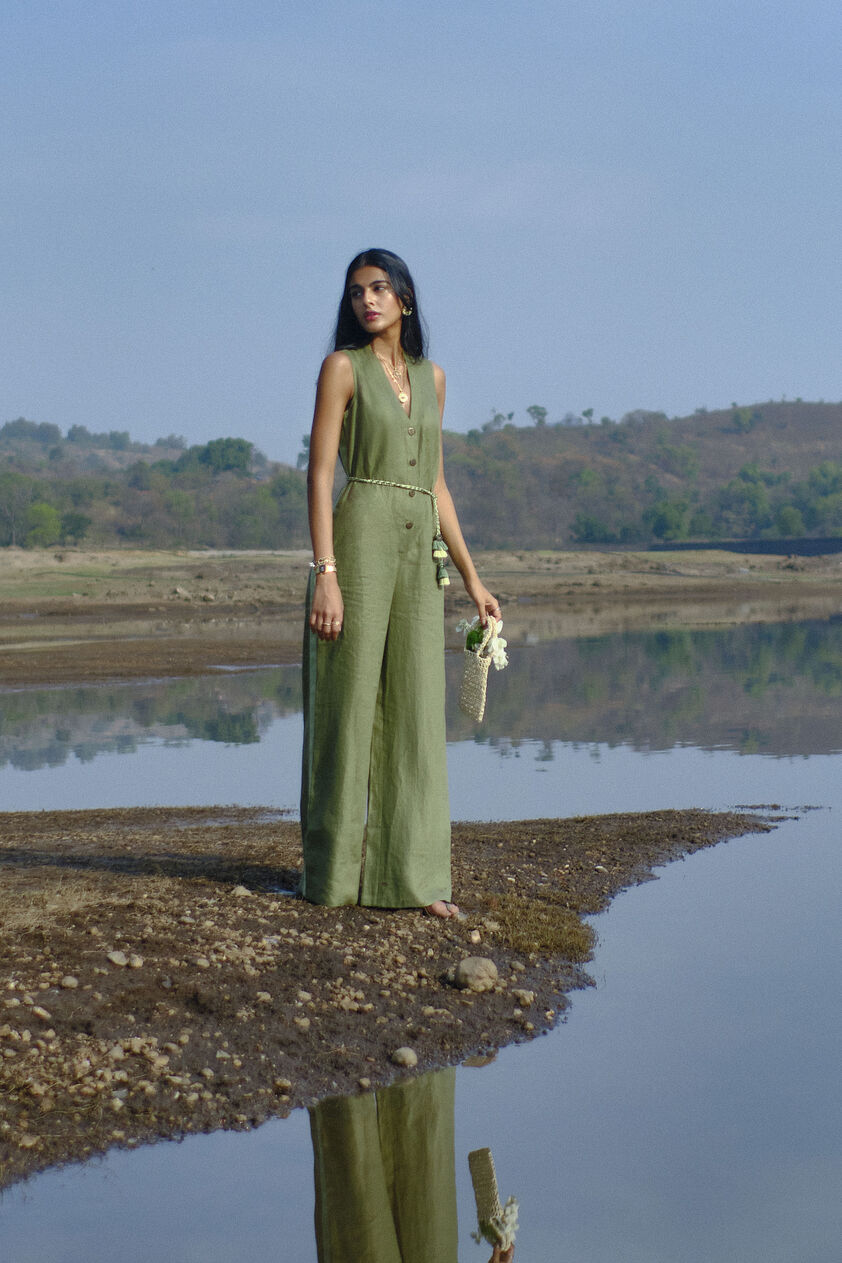 Ease Tassel Jumpsuit - Olive, Olive, image 1