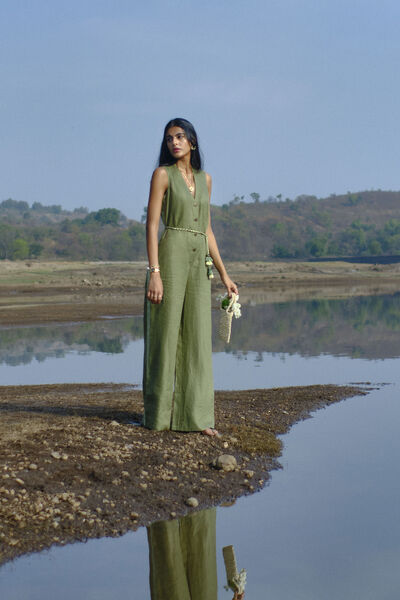 Ease Tassel Jumpsuit - Olive