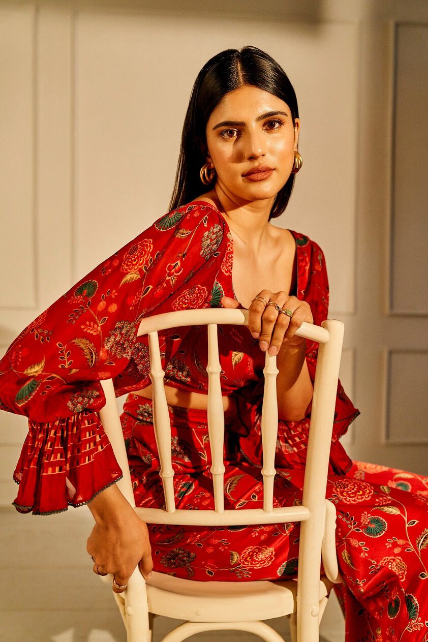 6 - Showstopper - Red Crop Top and Trousers Set, image 6