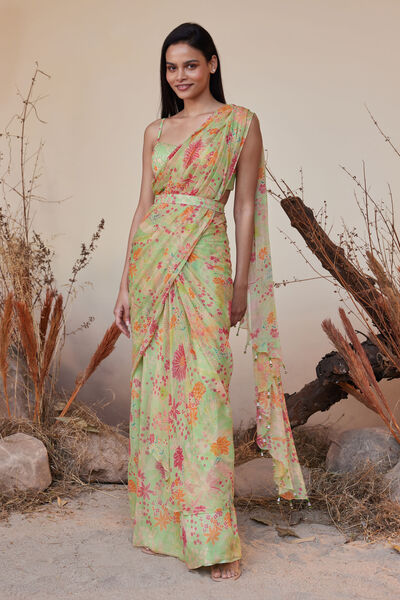 Juliette Saree Set - Lime
