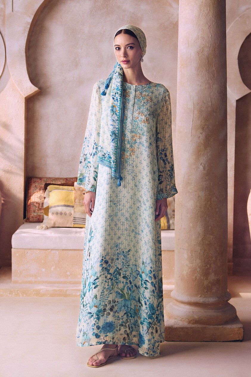 Anum Kaftan - Powder Blue, Powder Blue, image 1