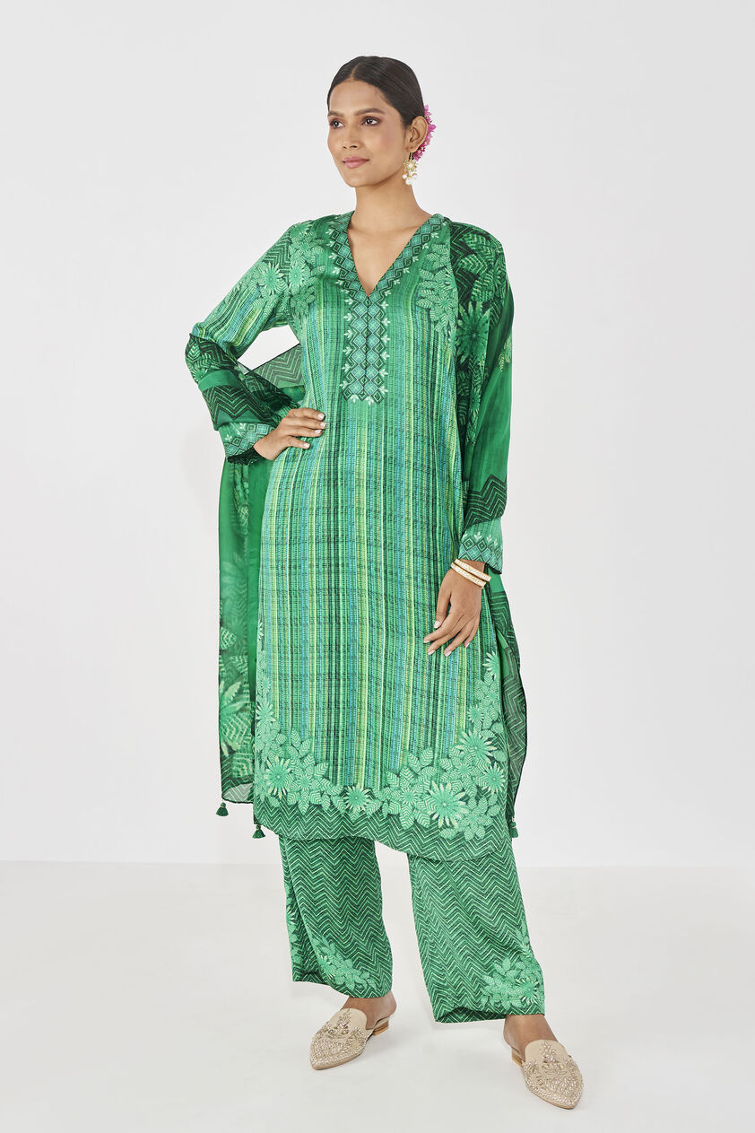 Mehr Kurta Set - Green, Green, image 1