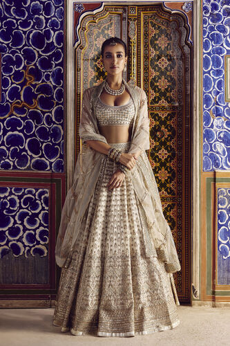 Laara Gota PattI Silk Lehenga Set - Ivory, Ivory, image 1