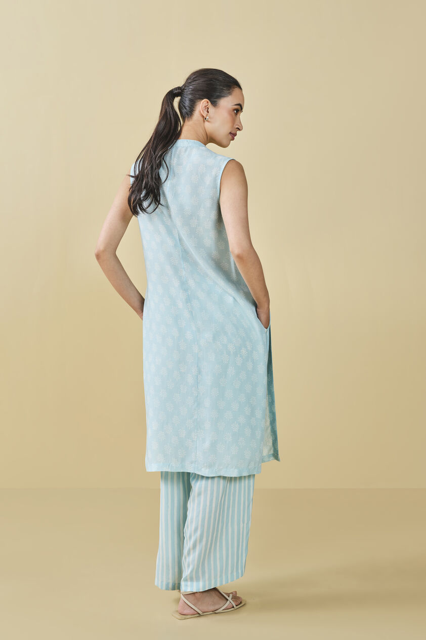 Sunshade Hand-block Printed Coord - Blue, Blue, image 3