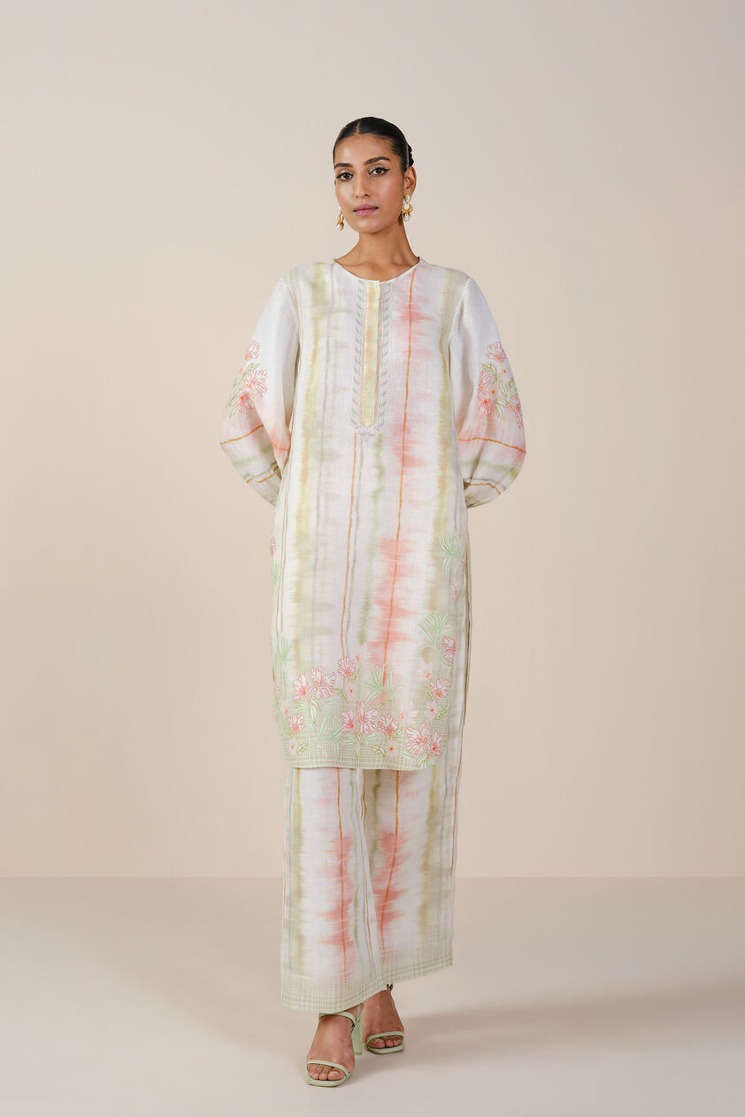 Savan Printed Hemp Kurta Set - Natural, Natural, image 1