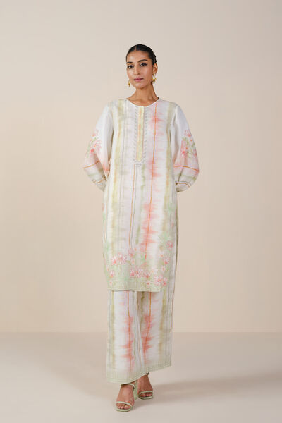 Savan Printed Hemp Kurta Set - Natural