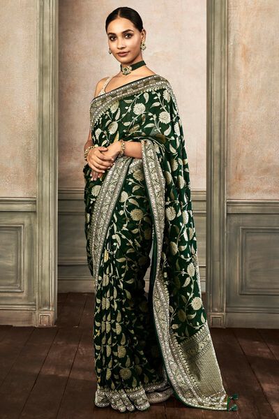 Pameela Benarasi Saree - Green