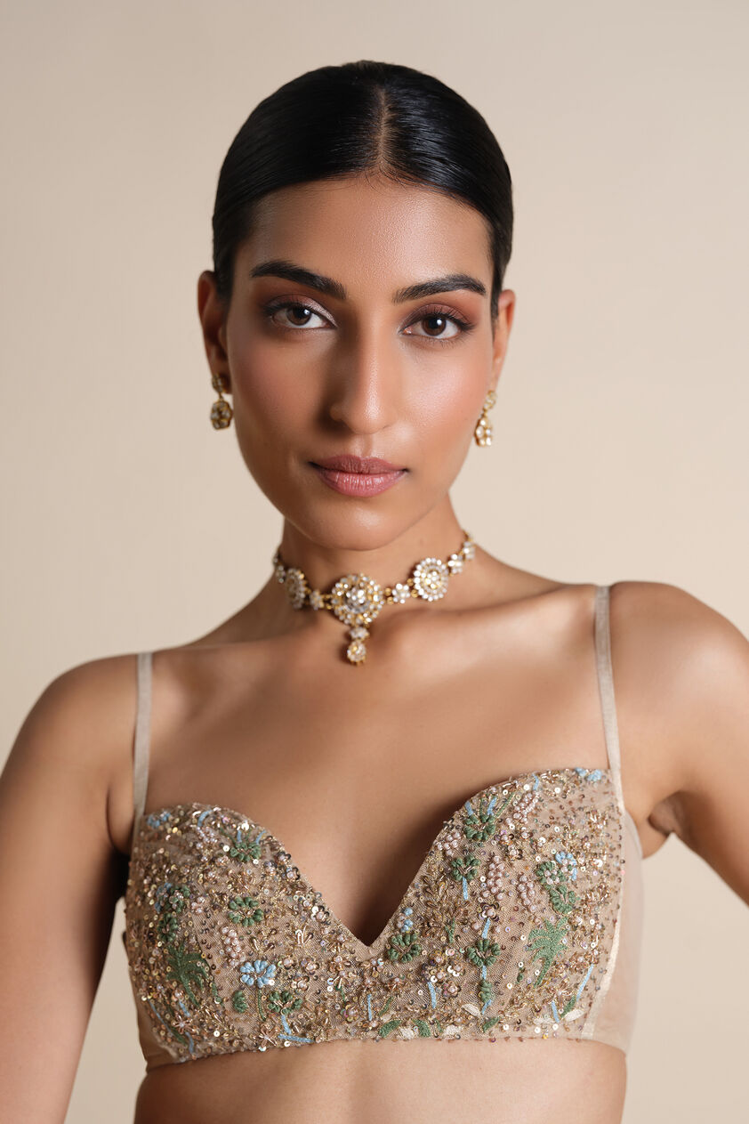 Niamh Embroidered Choli - Gold, Gold, image 1